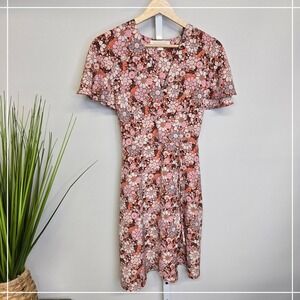 Monteau los angeles Floral Print Dress Short Sleeve‎  XS